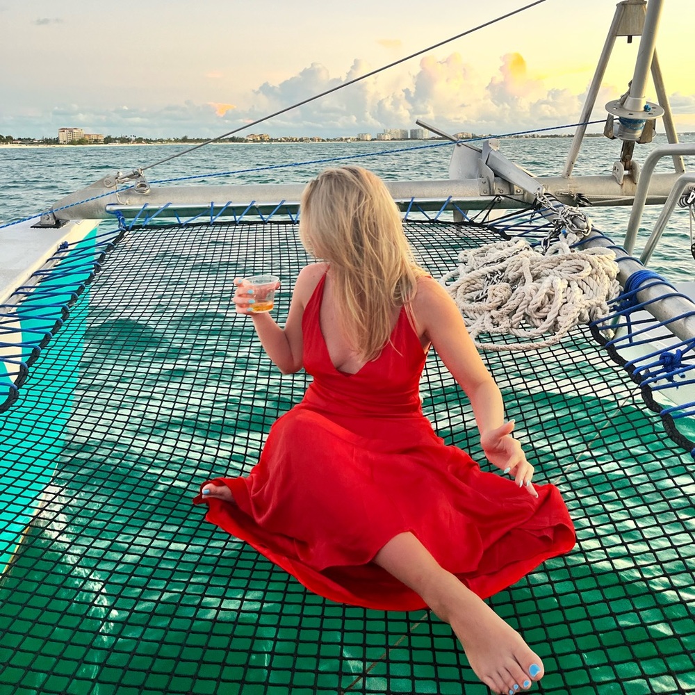 Meshki Red Silk Maxi Dress